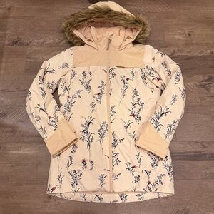Burton Cream Floral Women's Ski Jacket with Faux Fur Hood